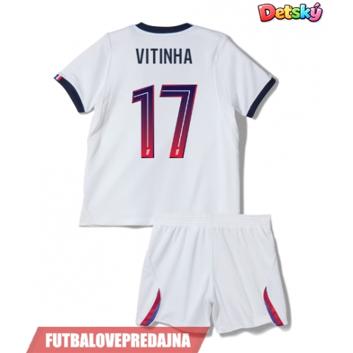 Lacne Dětský Futbalové dres Paris Saint-Germain Vitinha #17 2026-27 Krátky Rukáv - Preč (+ trenírky)